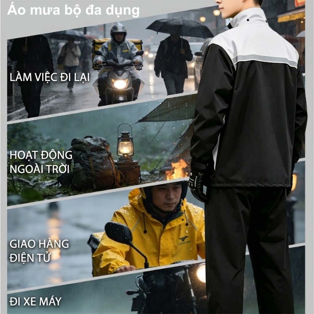 Bộ quần áo mưa 2 lớp hàng hiệu - Ảnh 2